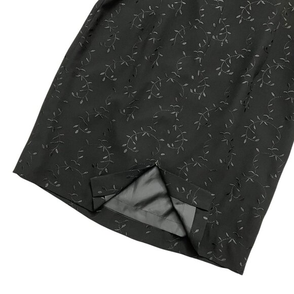 Vintage Floral Embroidered Sheath Dress Black Size 12 90s Gothic Vampire Y2K - Picture 5 of 10